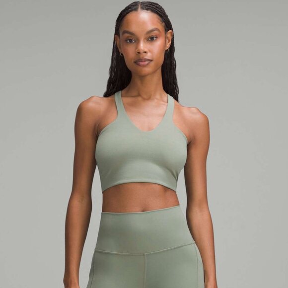 EUC Lululemon Bend This V and Racer Bra Grey Eucalyptus Size S/M - Picture 6 of 10